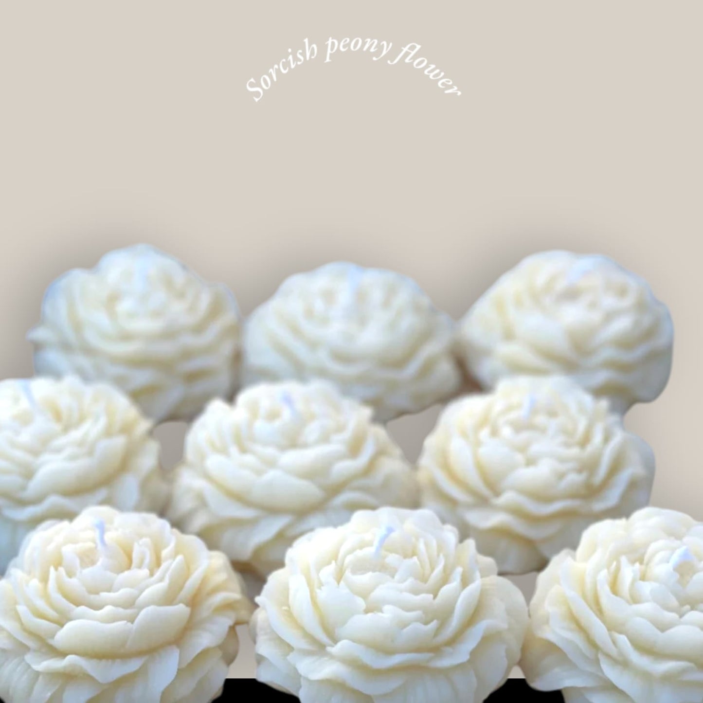 Rose Peony Scented Flowers Set of 6 (White)