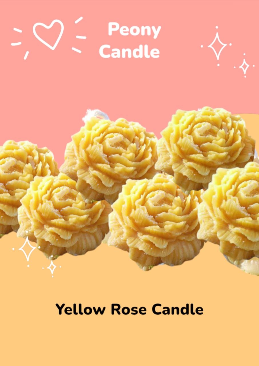 Sorcish yellow peony scented Flowers set of 6 (Yellow)