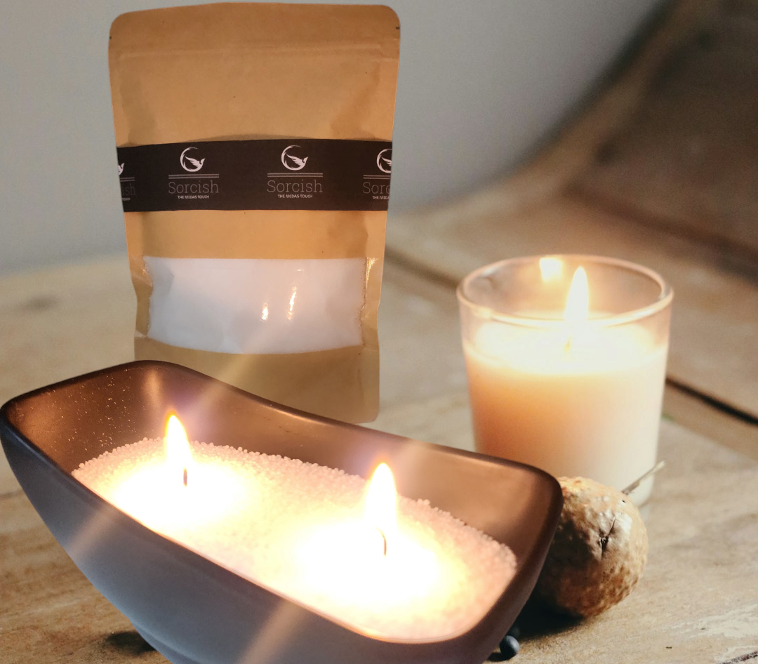 Sorcish Luxe Pearl Wick Candle – Clean-Burn, Plant-Based Soy Wax | Refill Ready (250g–1kg)