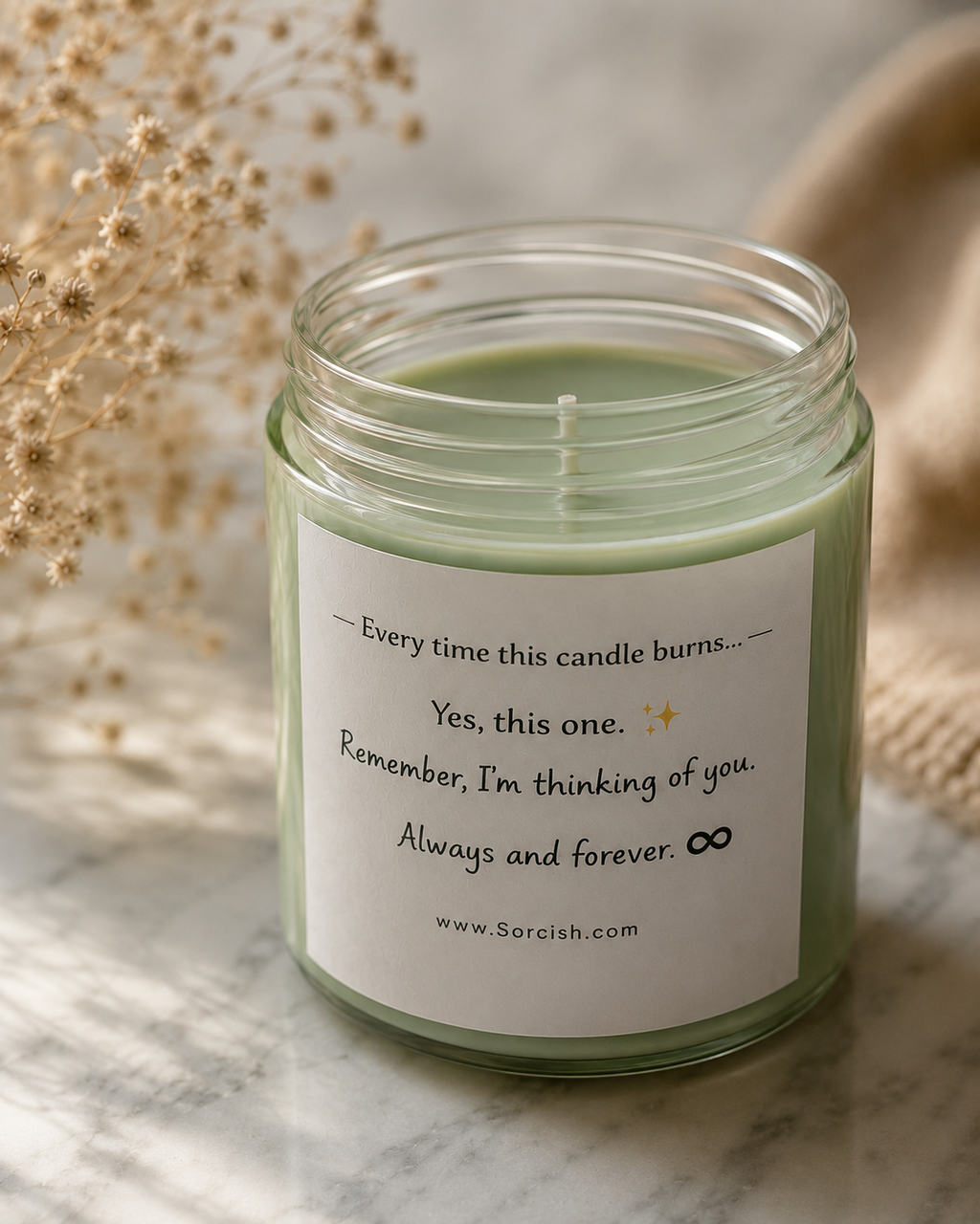 Romantic Message Candle – “Thinking of You” Scented Jar Candle | Couple Gift, Anniversary, Valentine Candle