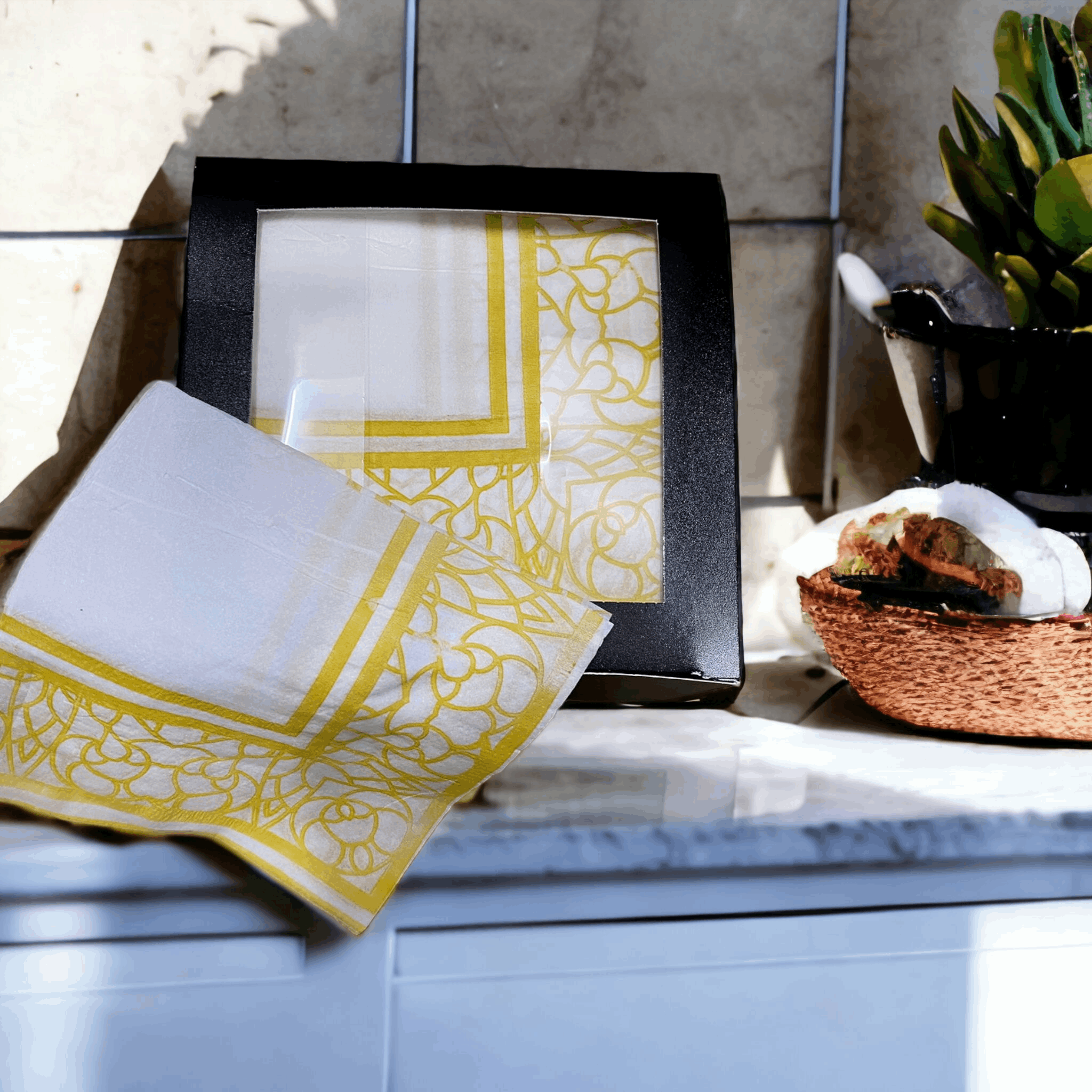"sorcish square pattern tissue paper napkins"