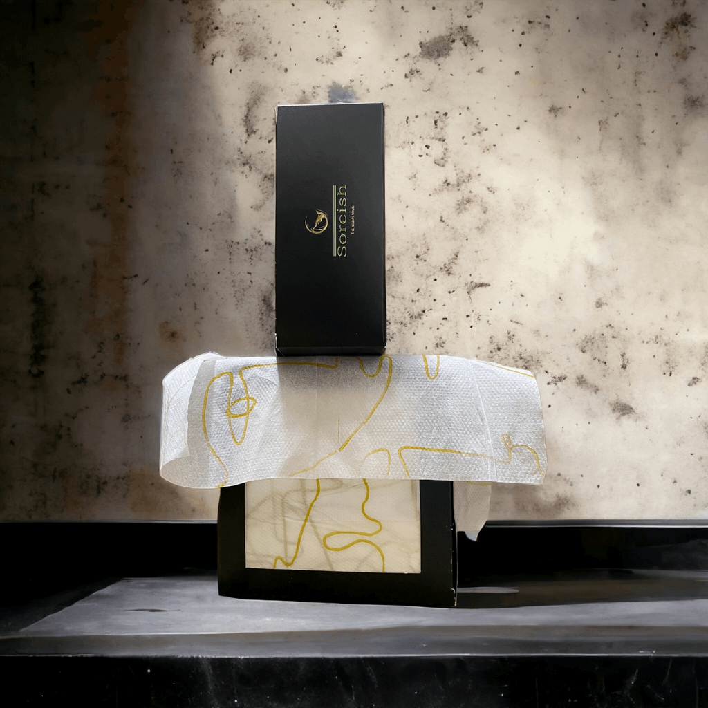 "(Pack of 2) Sorcish Royal gold artistic tissues | paper napkins | Designer tissues | Hand Napkins"