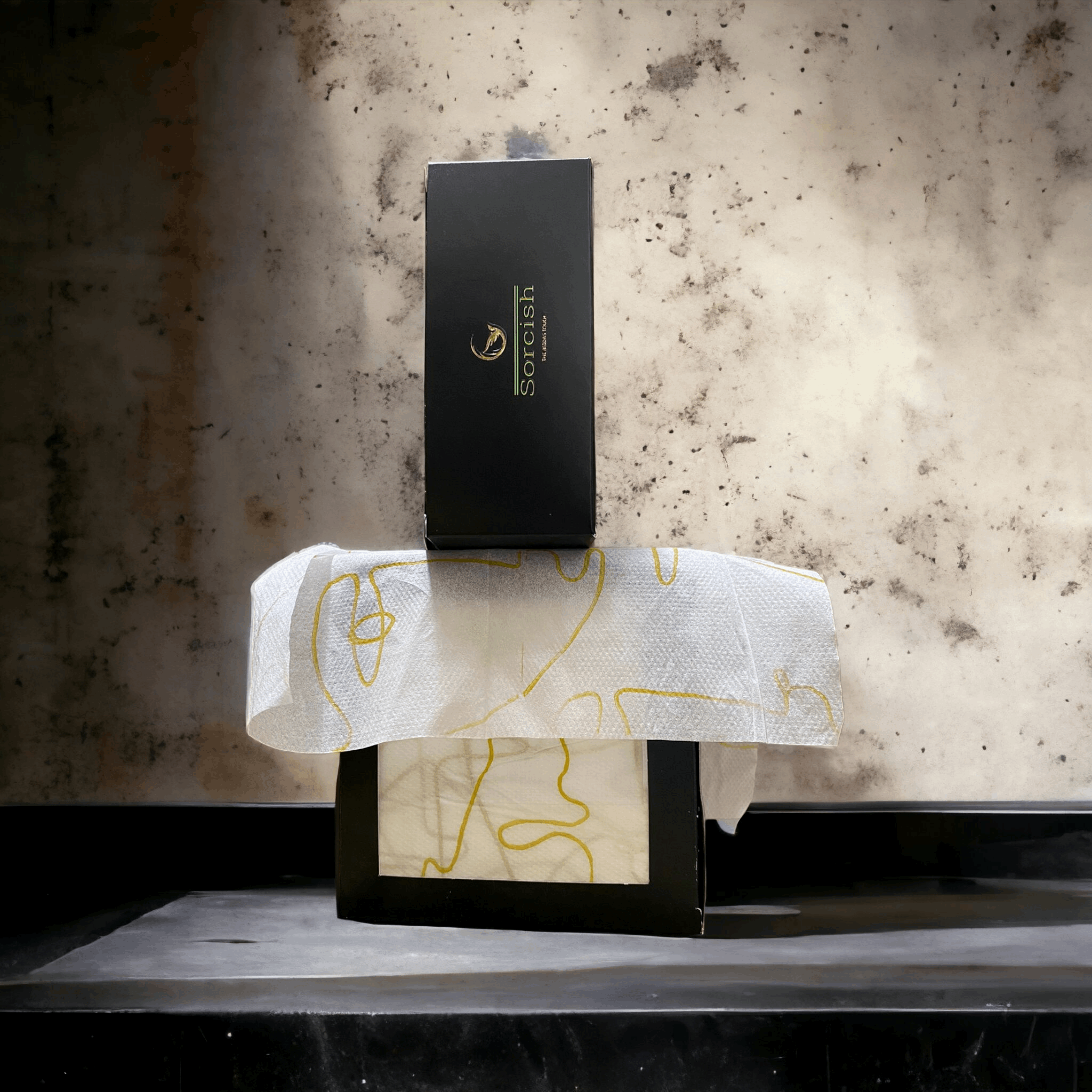 "(Pack of 2) Sorcish Royal gold artistic tissues | paper napkins | Designer tissues | Hand Napkins"