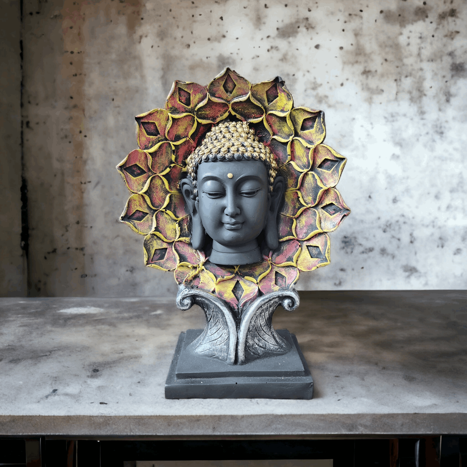 "Sorcish Table top Buddha Sculpture - Black & Gold- Large Size"