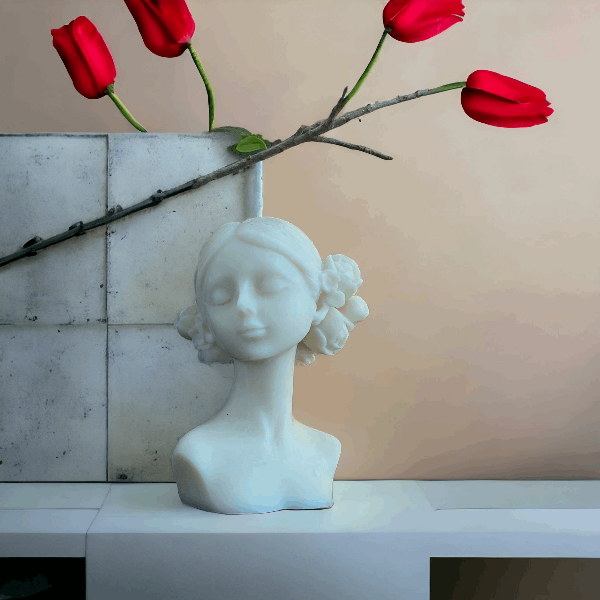 "Sorcish White Flower Lady Head Candle| Premium Collection"