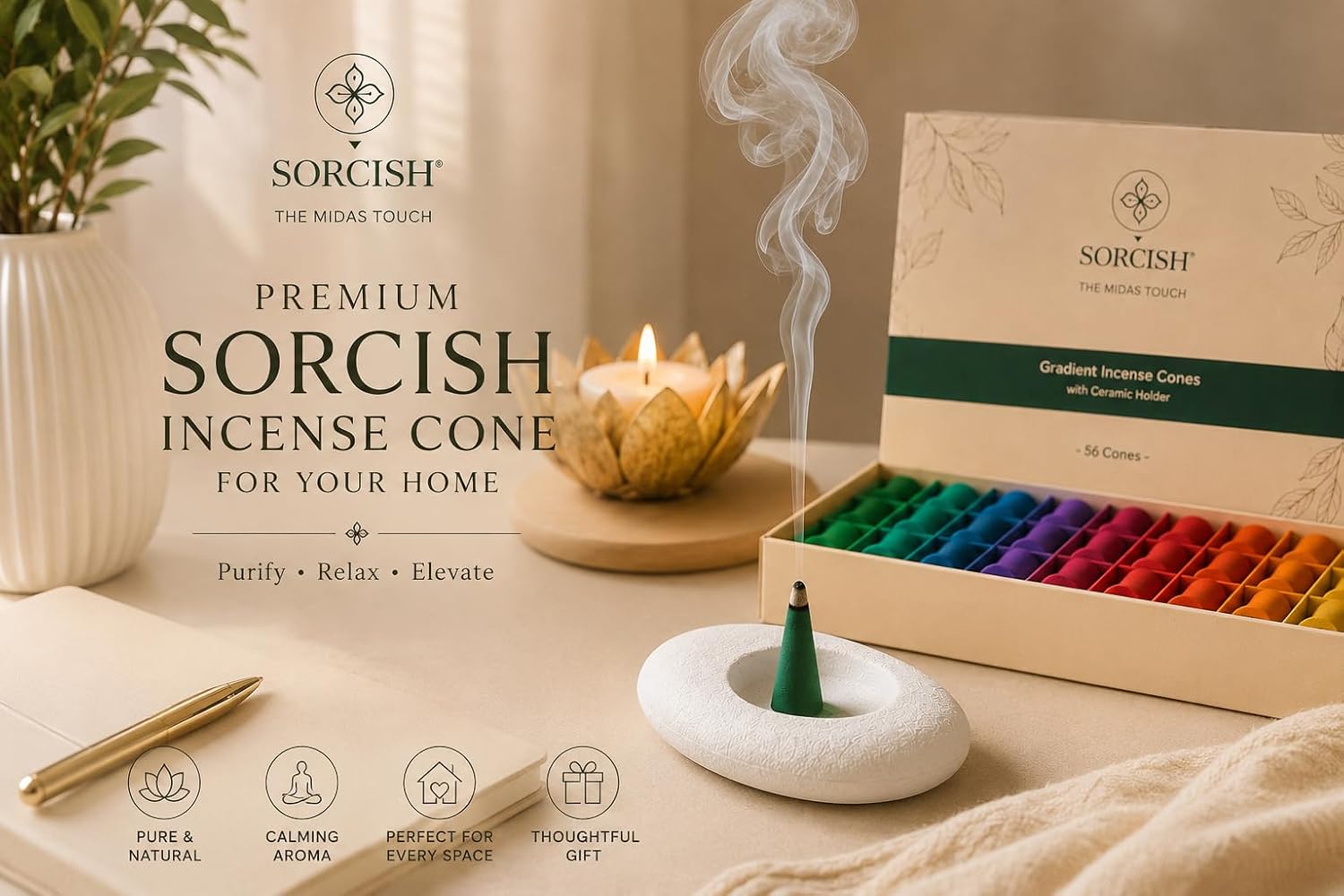 Scented Dhoop Cones Mix with Premium Incense Holder