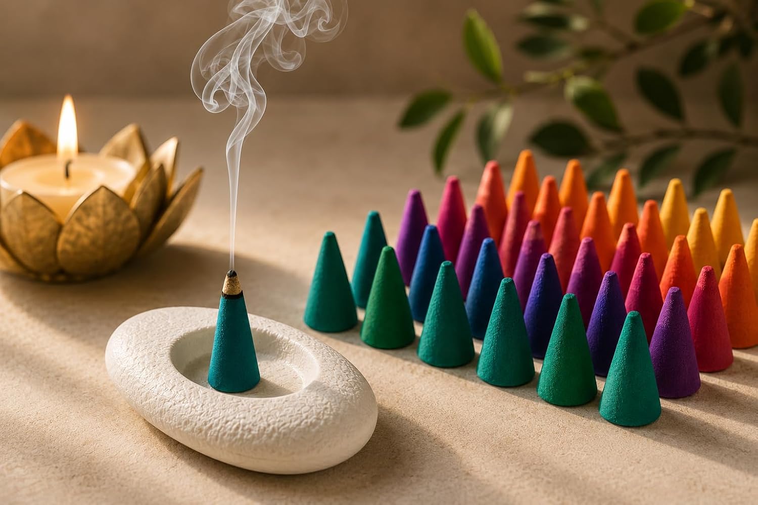 Scented Dhoop Cones Mix with Premium Incense Holder