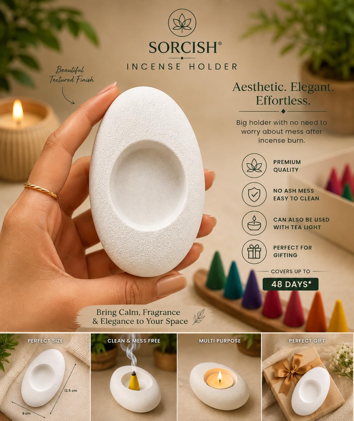 Scented Dhoop Cones Mix with Premium Incense Holder