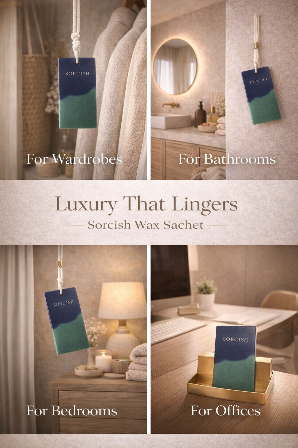 Sorcish Luxury Wax Sachet (Pack of 2) | Premium Scented Wax Tablets for Wardrobe, Drawer & Bathroom | Long-Lasting Home Fragrance | Luxury Gifting & Corporate Hampers