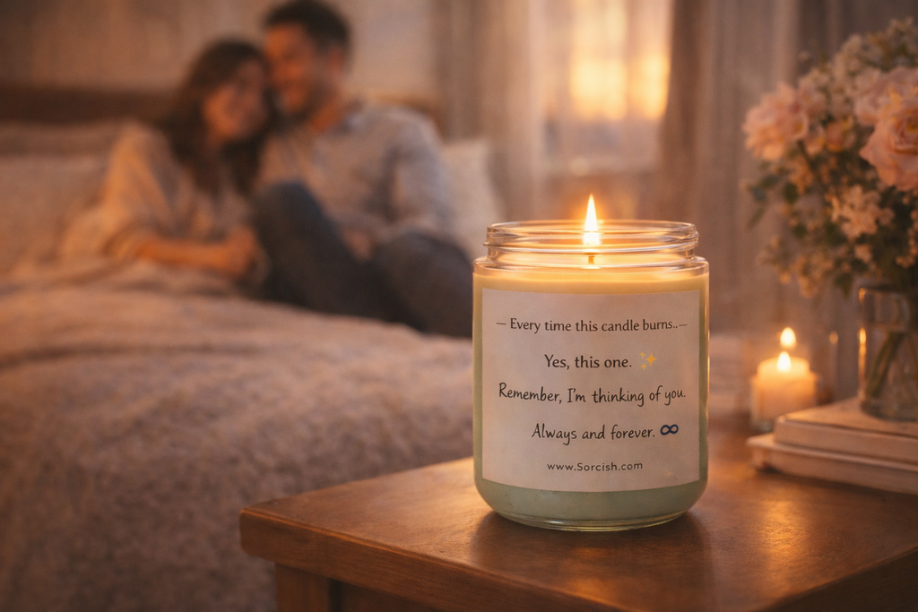 Romantic Message Candle – “Thinking of You” Scented Jar Candle | Couple Gift, Anniversary, Valentine Candle