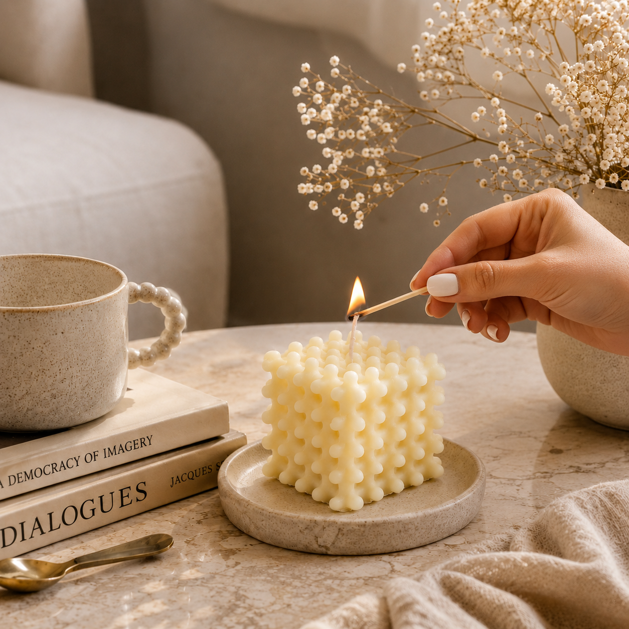 Sorcish The Imperial Glow Luxury Bathroom Scented Candle | Pure Soy Wax Bubble Cube Candle for Bathroom Décor, Spa, Relaxation & Home Fragrance
