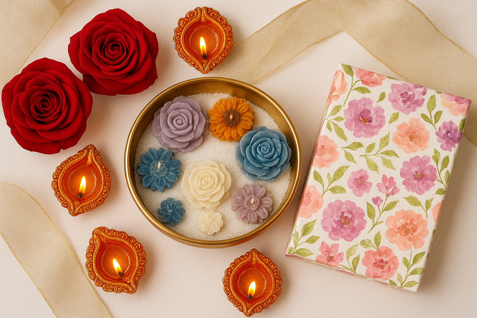 Premium 800g large urli candle with pivonoa colorful design