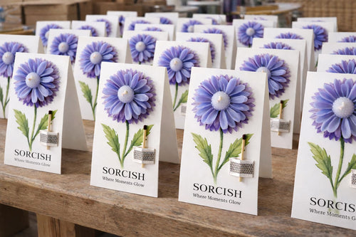 Handmade flower candle greeting card with match holder