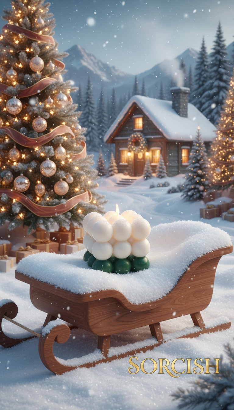 Bubble Candle Christmas Collection, Green Tree, Holiday Theme, Pack of 4