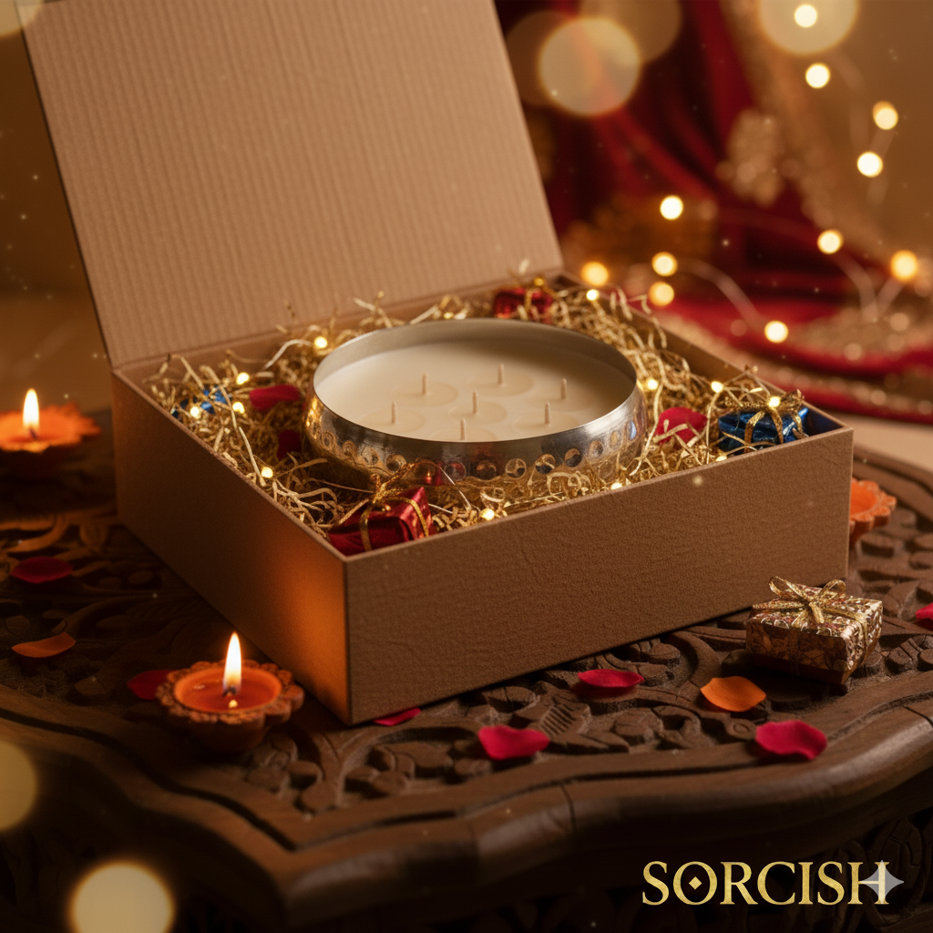 SORCISH Luxury Multi-Wick Scented Candle | 800g Large Urli Candle | 60 Hours Burn Time | Premium Diwali Gift & Home Décor