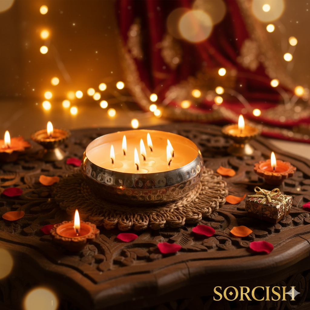 SORCISH Luxury Multi-Wick Scented Candle | 800g Large Urli Candle | 60 Hours Burn Time | Premium Diwali Gift & Home Décor