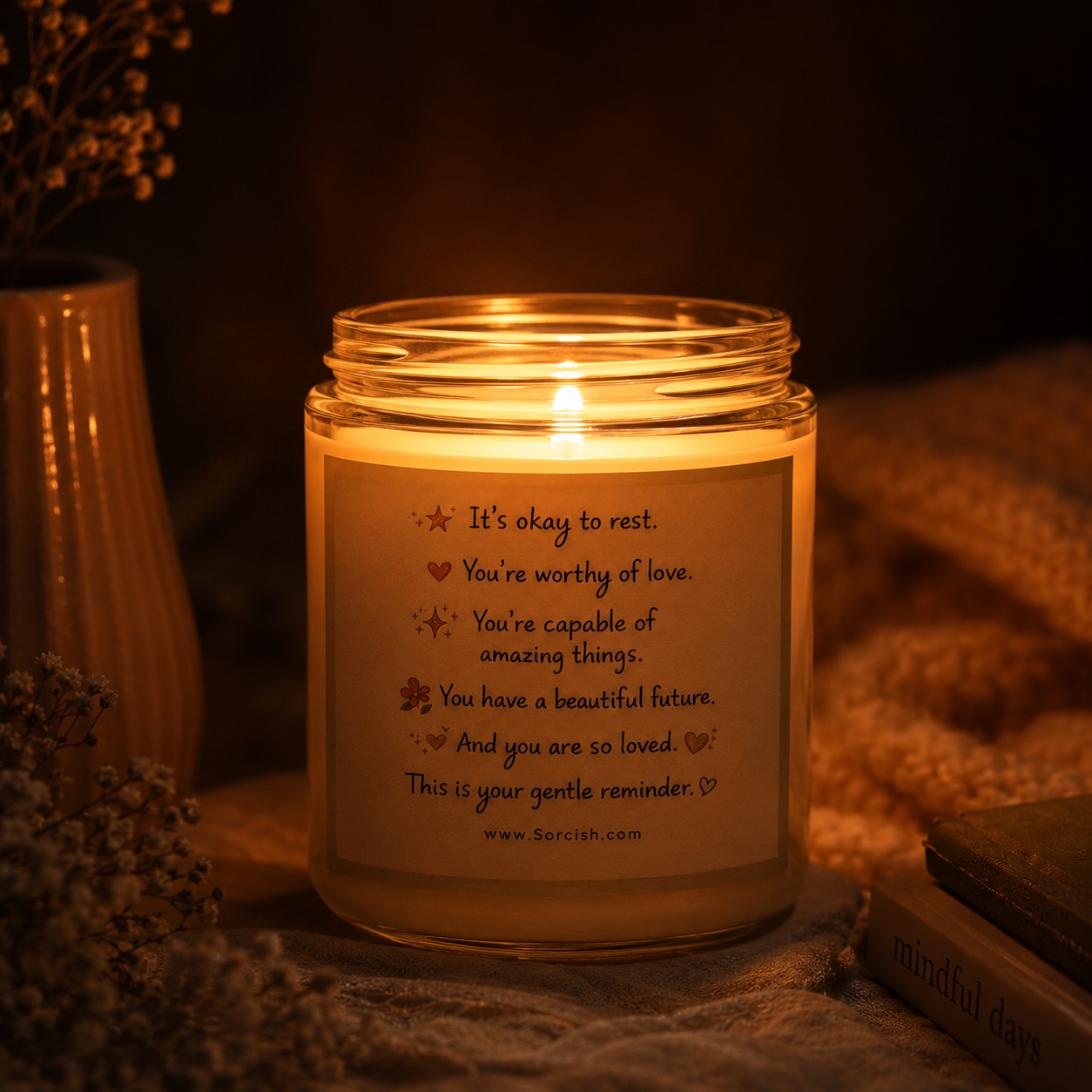 Gentle Reminder Affirmation Candle – Inspirational Self Love Soy Wax Candle | Luxury Gift by Sorcish