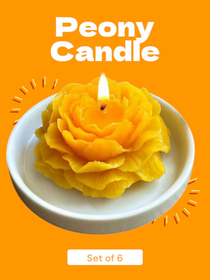 Sorcish yellow peony scented Flowers set of 6 (Yellow)