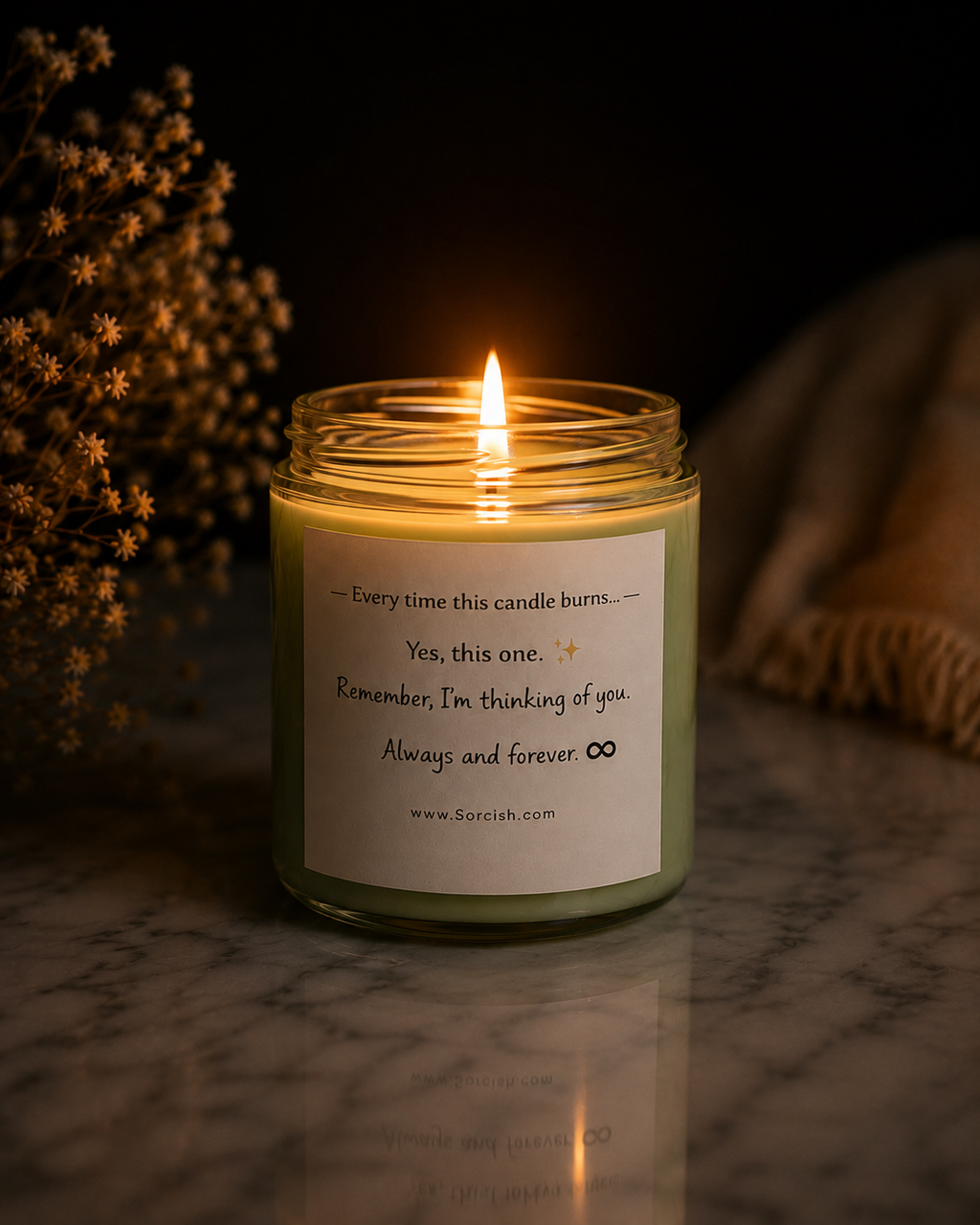 Romantic Message Candle – “Thinking of You” Scented Jar Candle | Couple Gift, Anniversary, Valentine Candle