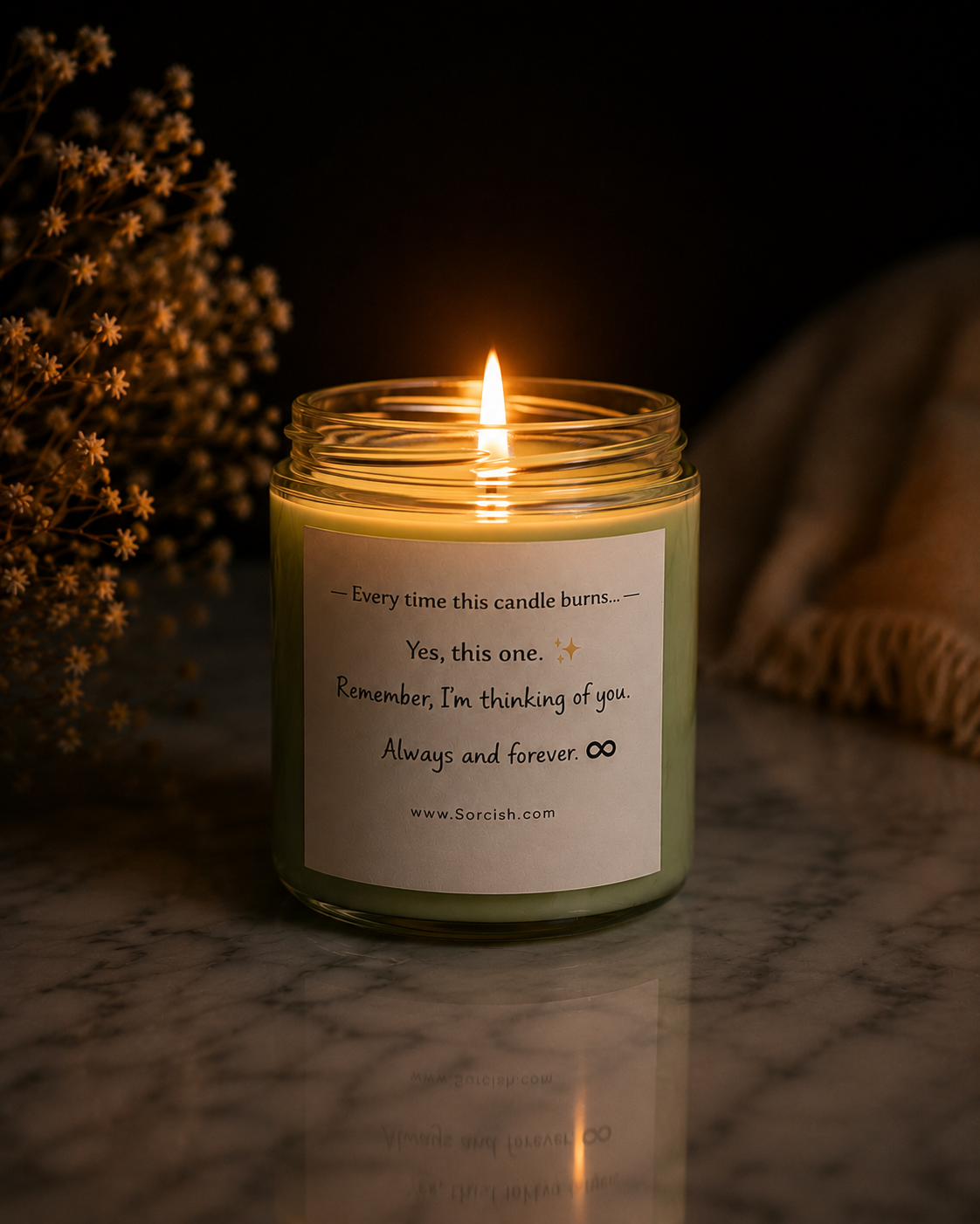 Bougie parfumée romantique – Bougie en pot « Je pense à toi » | Cadeau pour couple, Anniversaire, Saint-Valentin