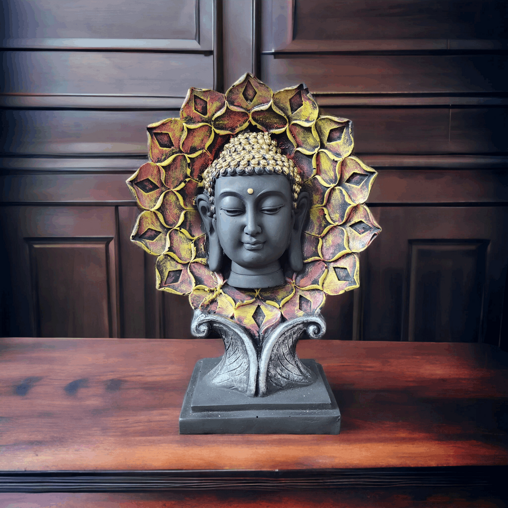 Sorcish Table top Buddha Sculpture - Black & Gold- Large Size