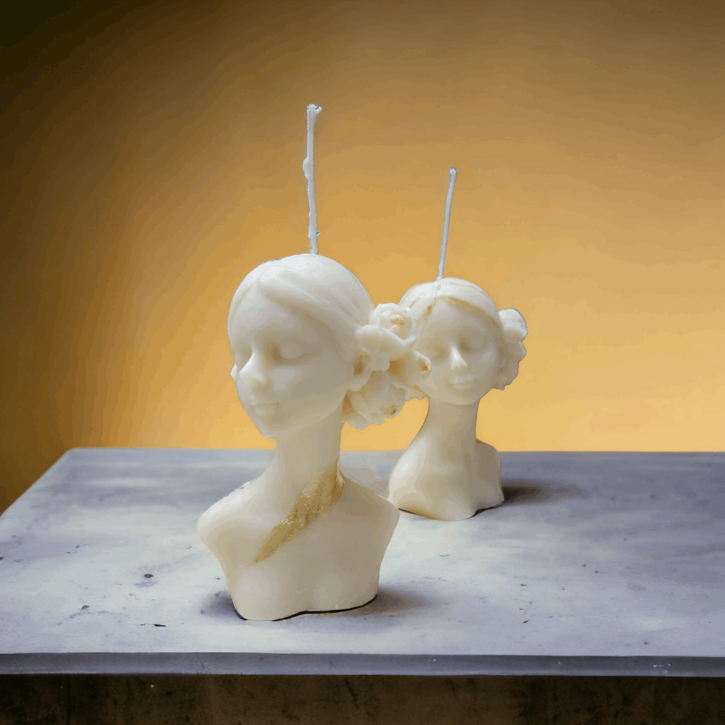 Sorcish White Flower Lady Head Candle| Premium Collection