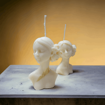 Sorcish White Flower Lady Head Candle| Premium Collection