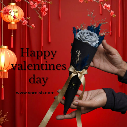 Sorcish Valentine's Day Luxury Rose Bouquet Candle with black wrap