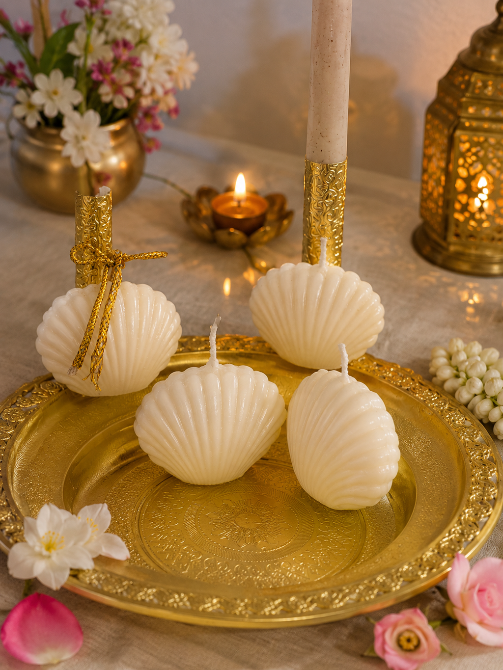 Sorcish Seashell Candles, Pack of 4 | 2-Inch Soy Wax Décor Candles