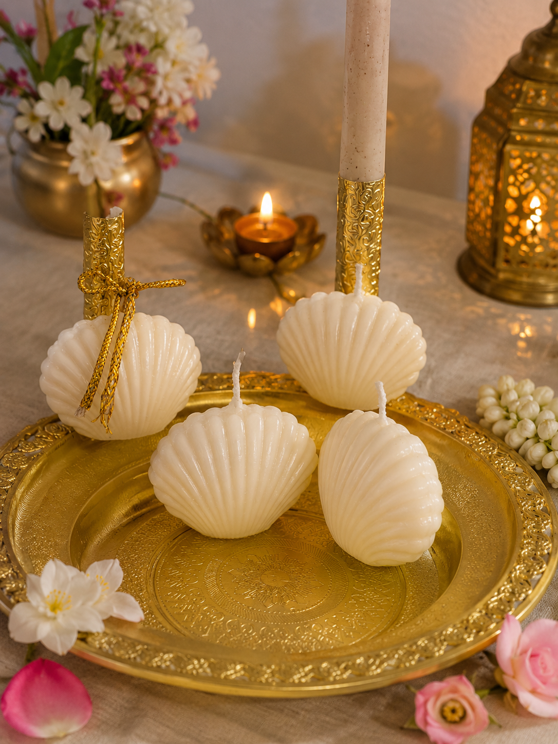 Sorcish Seashell Candles, Pack of 4 | 2-Inch Soy Wax Décor Candles