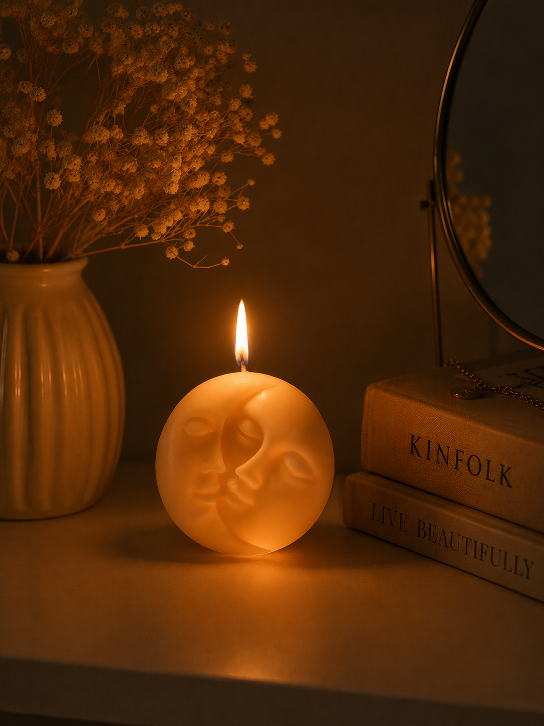 Sun n Moon face Candle |Scented|