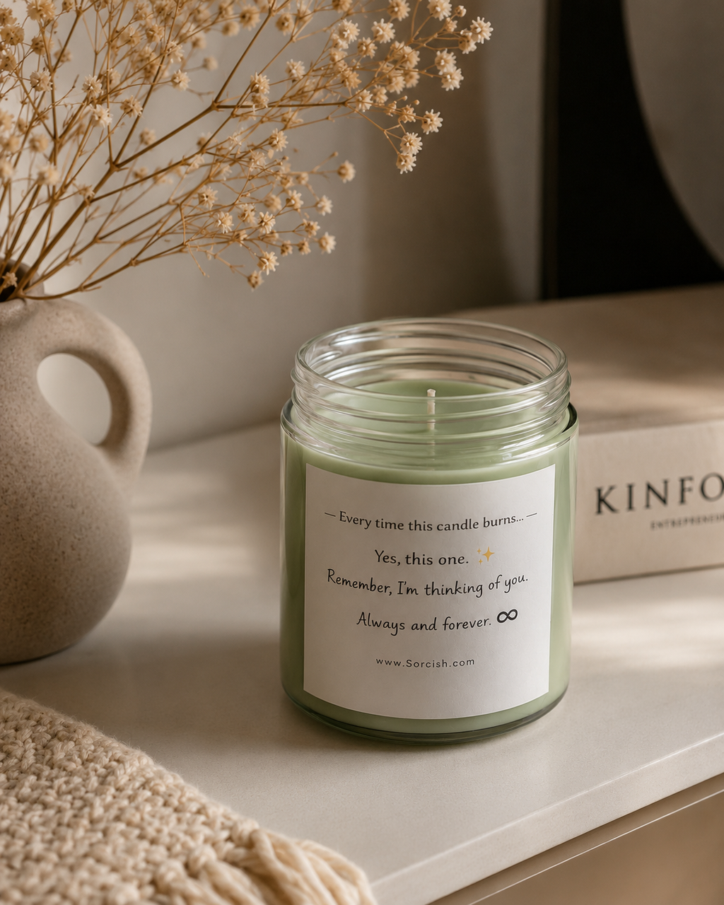Romantic Message Candle – “Thinking of You” Scented Jar Candle | Couple Gift, Anniversary, Valentine Candle
