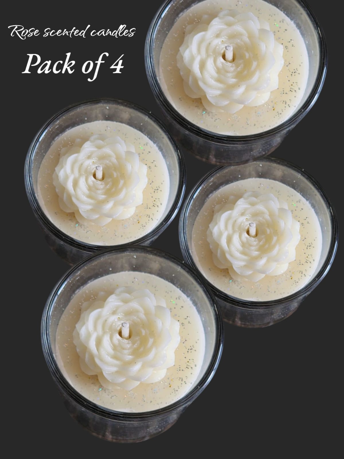 Sorcish small flower rose scented candles pack of 4
