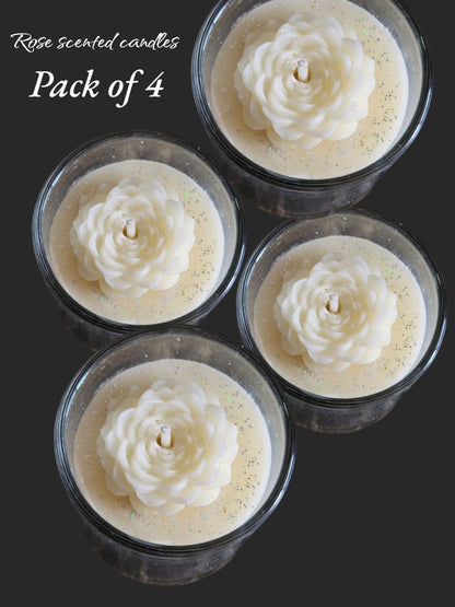 Sorcish small flower rose scented candles pack of 4