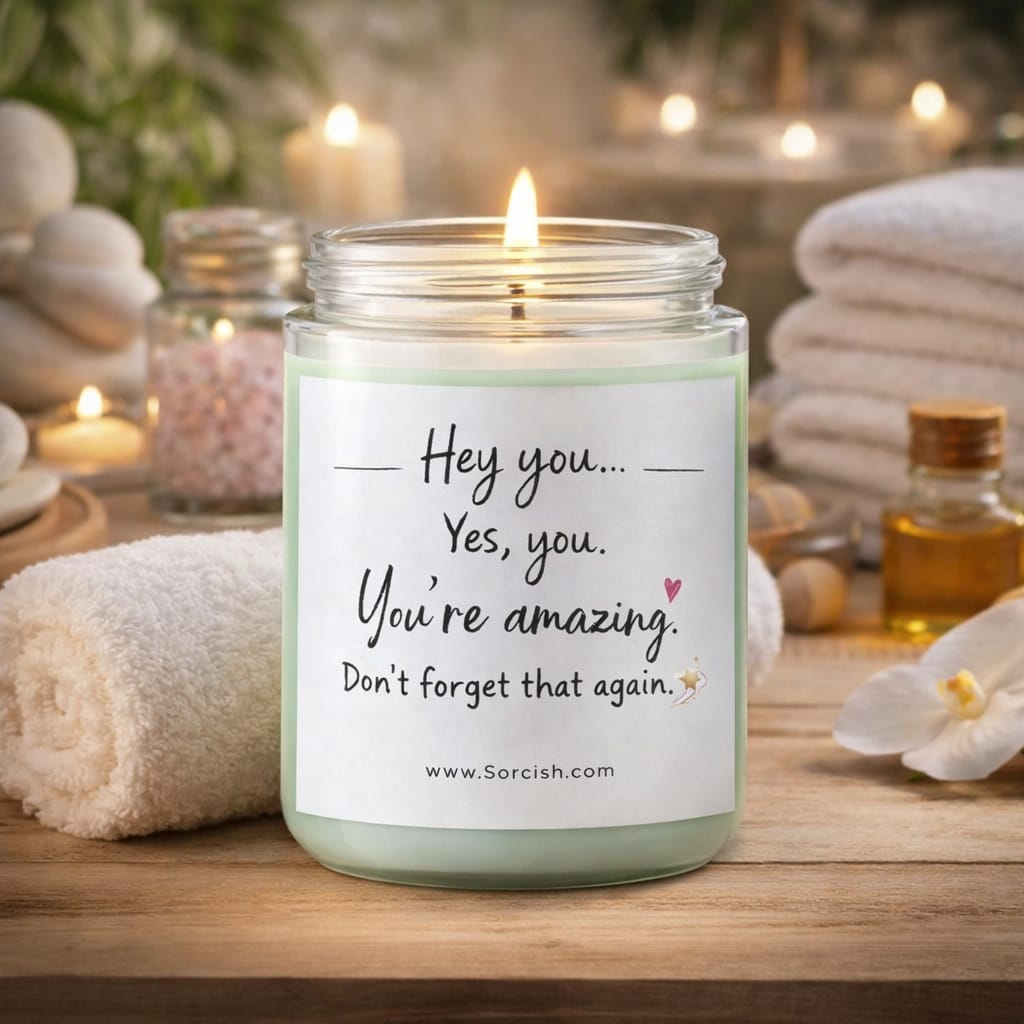 Bougie Pot Message Motivateur – « Hé toi, tu es incroyable » Bougie Jarre Parfumée | Cadeau d'amour-propre, bougie d'affirmation positive