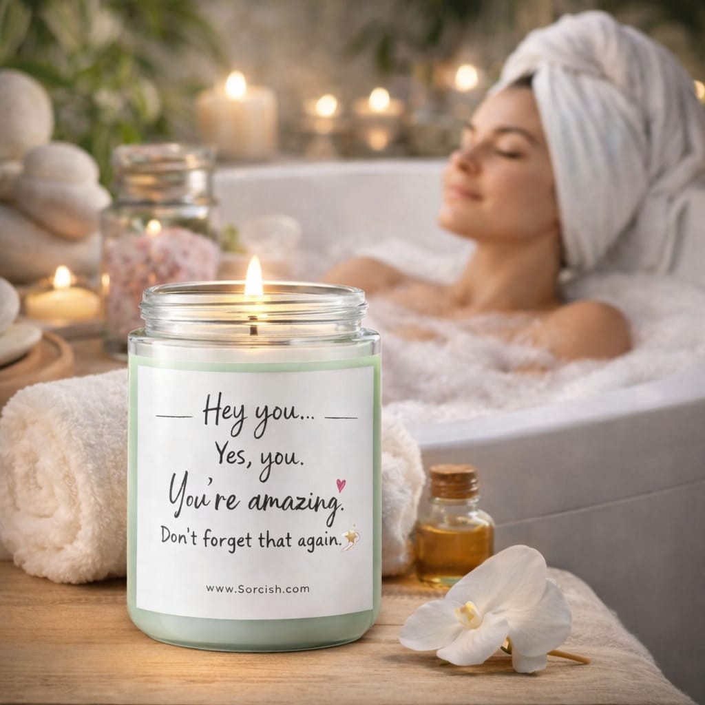 Bougie Pot Message Motivateur – « Hé toi, tu es incroyable » Bougie Jarre Parfumée | Cadeau d'amour-propre, bougie d'affirmation positive