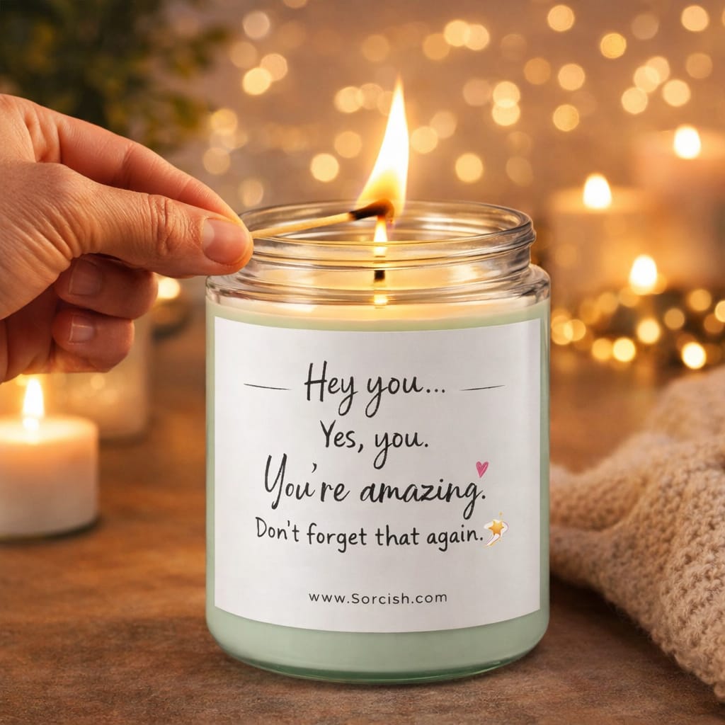 Bougie Pot Message Motivateur – « Hé toi, tu es incroyable » Bougie Jarre Parfumée | Cadeau d'amour-propre, bougie d'affirmation positive