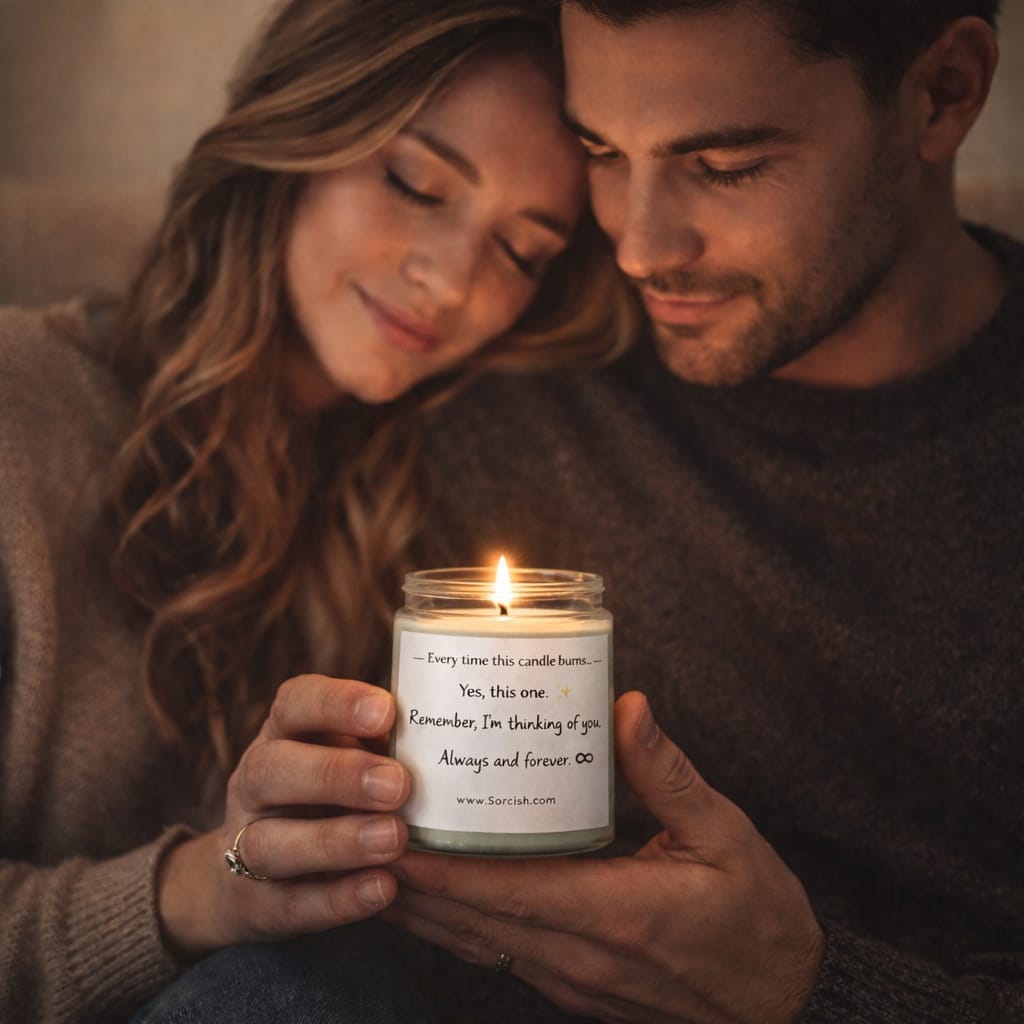 Romantic Message Candle – “Thinking of You” Scented Jar Candle | Couple Gift, Anniversary, Valentine Candle