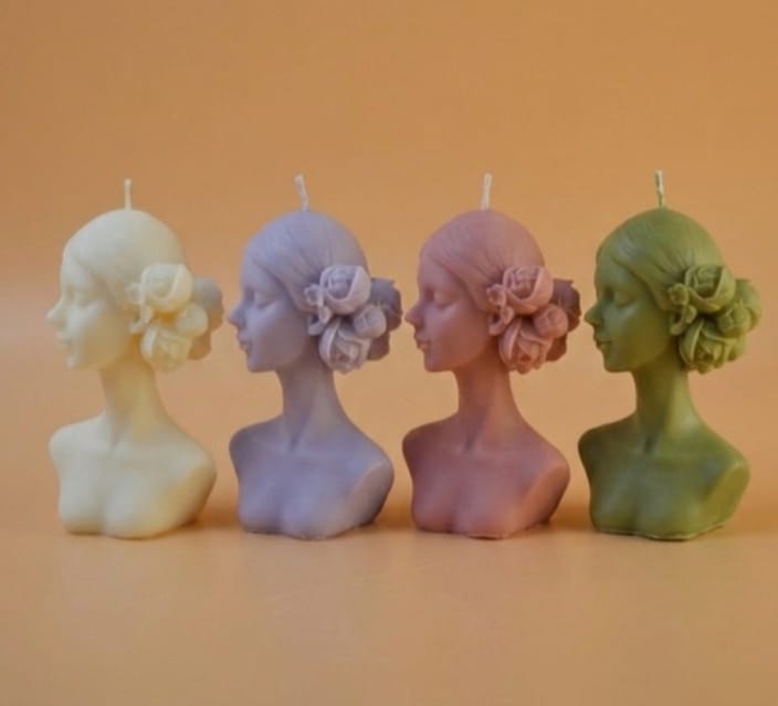 Sorcish White Flower Lady Head Candle| Premium Collection