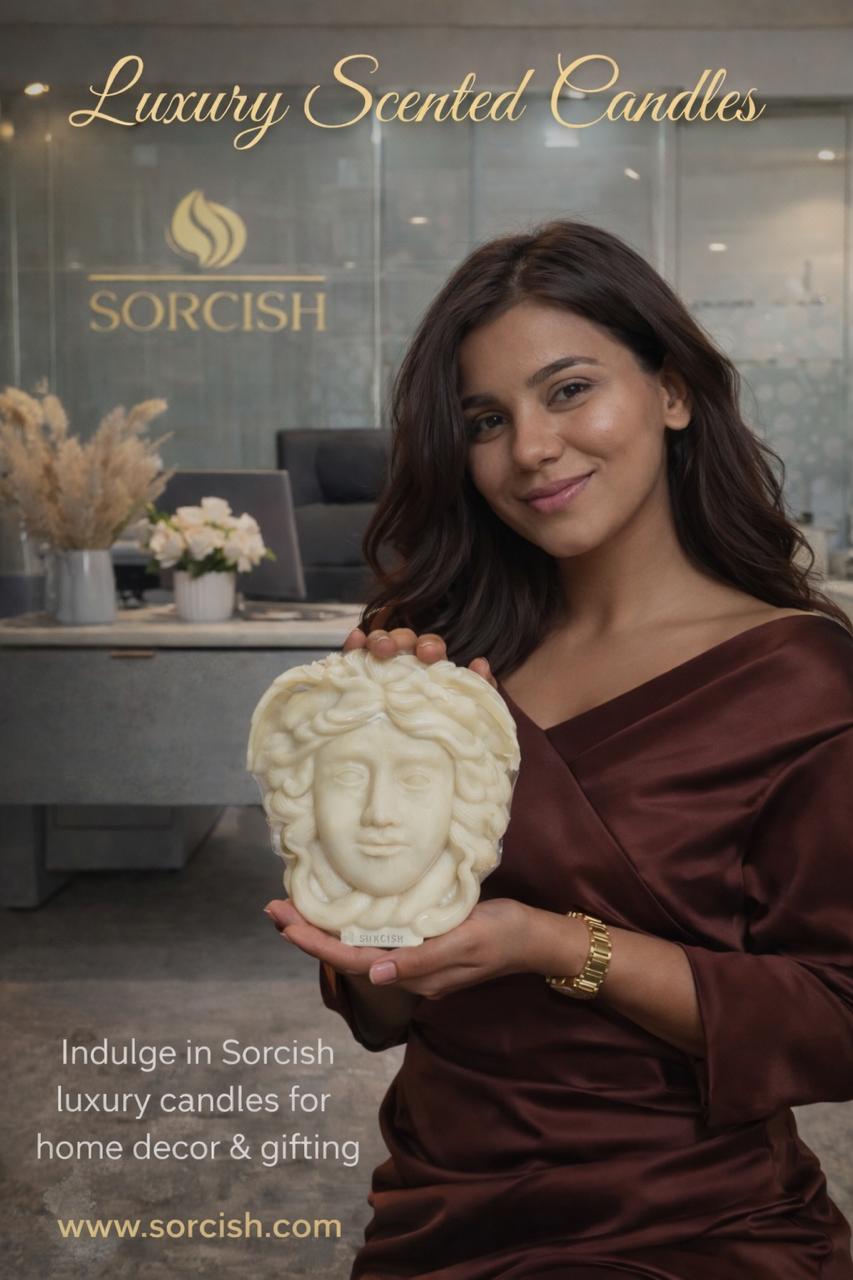 Bougie de luxe Méduse SORCISH pour la décoration intérieure, bougie sculpturale décorative haut de gamme, bougie esthétique en cire de soja pour le salon, le bureau et les étagères, cadeau unique pour femme et cadeau de luxe