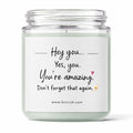 Motivational message soy wax jar candle with affirmation label