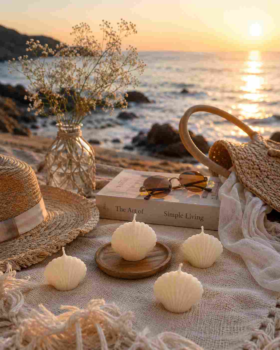 Sorcish Seashell Candles, Pack of 4 | 2-Inch Soy Wax Décor Candles