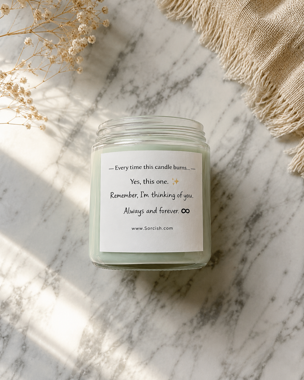 Romantic Message Candle – “Thinking of You” Scented Jar Candle | Couple Gift, Anniversary, Valentine Candle