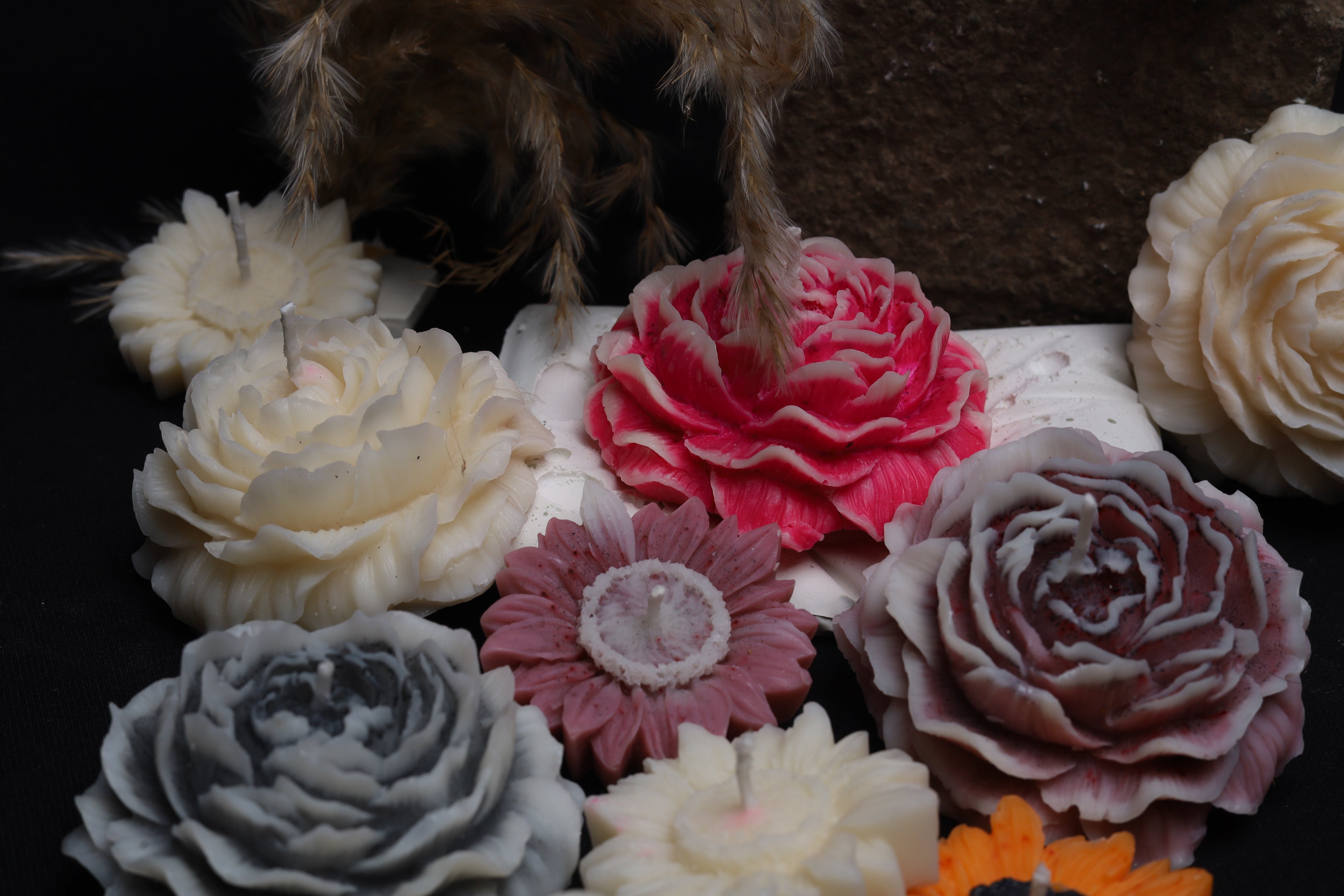 Lot de 6 bougies Fleurs de luxe
