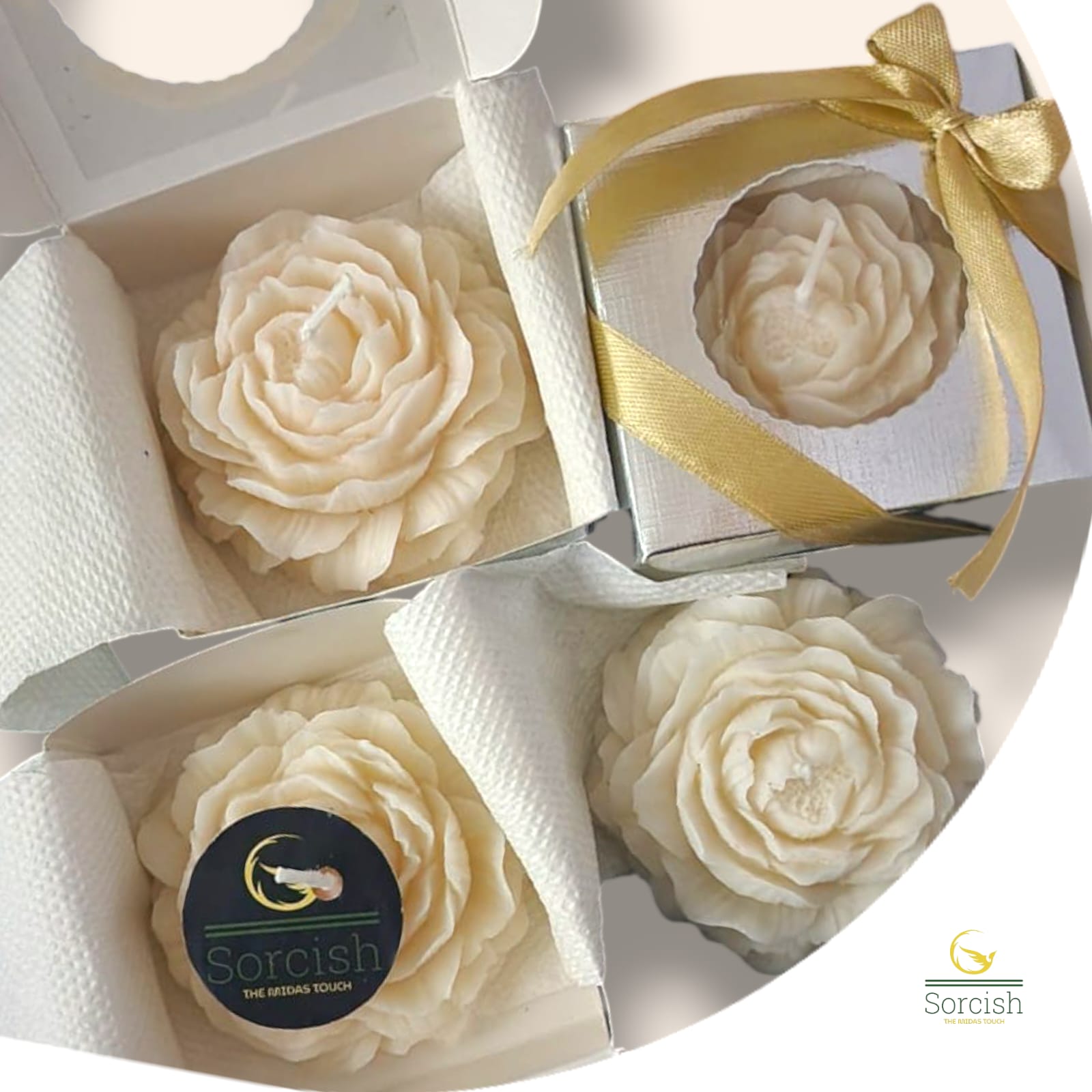 Rosen-Pfingstrosen-Duftblüten 6er-Set (Weiß)