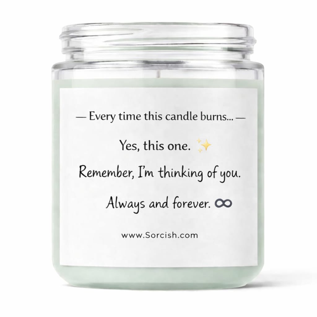 Candle with a message on a white background