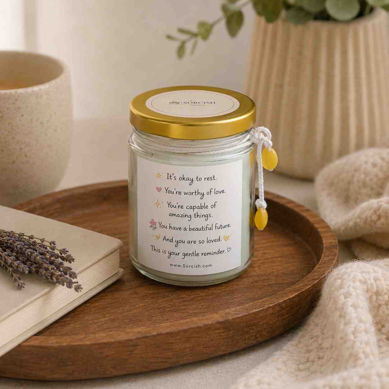 Gentle Reminder Affirmation Candle – Inspirational Self Love Soy Wax Candle | Luxury Gift by Sorcish