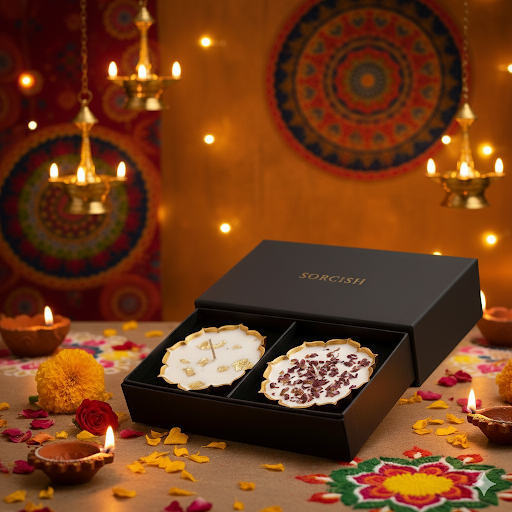 The Sorcish Urli Candle Duo: Luxury Corporate Diwali Gift Hampe