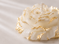 Set of 6 gold foil-textured peony flower candles